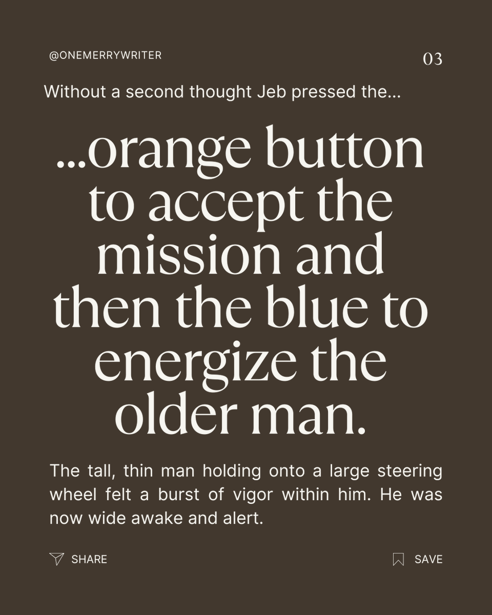 OneMerryWriter's tweet image. Jeb is saving people making the world a better place, one mission at a time. He doesn't even know what rewards he might get for doing all of this but he tries his best.

Check it out. Link in bio.