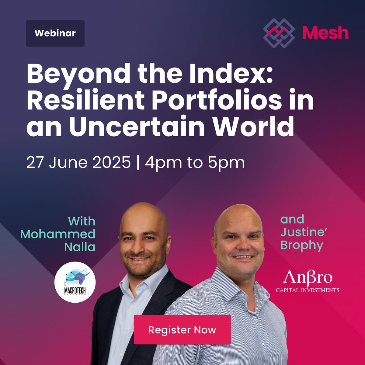 Join the Mesh Pro Club Webinar on 27 June 2025 at 4pm SAST, and discover a smarter approach to building lasting wealth with <a href="/MagicMarketsPod/">Magic Markets</a>’s Moe-Knows and <a href="/AnBroCapital/">AnBro Capital Investments (Pty) Ltd</a>’s Justine’ Brophy.

Register now: go.mesh.trade/webinar-Beyond…

#opencapitalmarkets #smartassets
