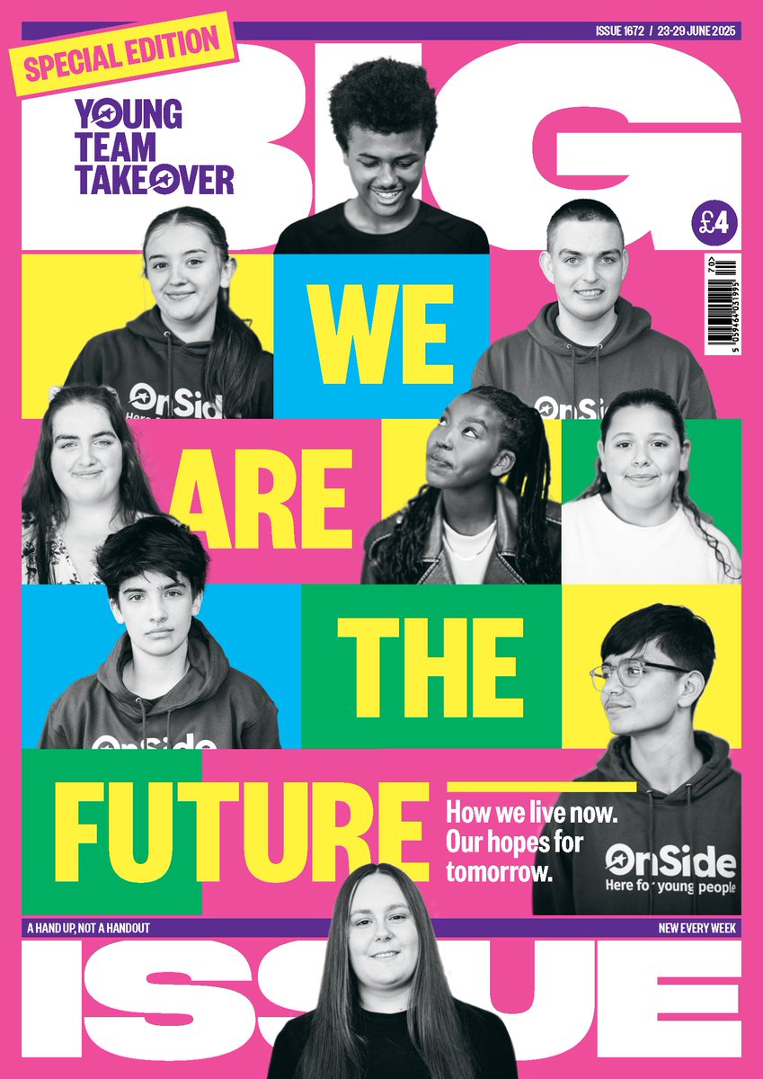 The <a href="/BigIssue/">Big Issue</a> x <a href="/OnSideYZ/">OnSide</a> Youth Takeover Issue has landed!
Young people from across Youth Zones, including one of our alumni, shaped the entire issue – covering mental health, identity, and more. 
Grab your copy today 👉 bigissue.com/vendors/

#TheBigIssueTakeover #YouthVoice