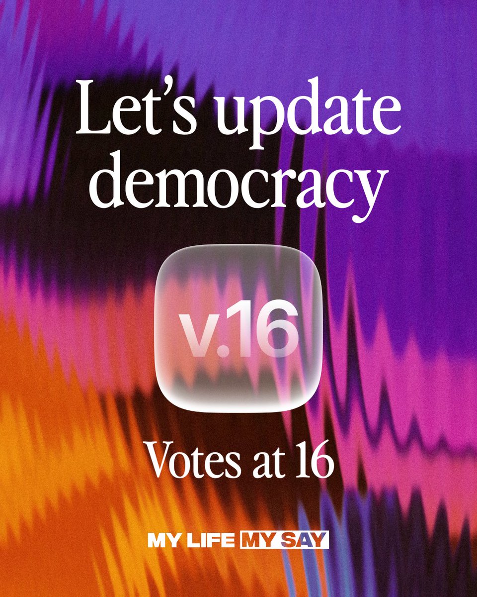 🚨 New Campaign Alert!

Democracy needs an update, and it's time to install v.16

v.16 is calling for an update to democracy in the next parliamentary session in order to give all 16 and 17-year-olds the right to vote.

Are you ready to install? 📲mylifemysay.org.uk/votesat16 

#v16