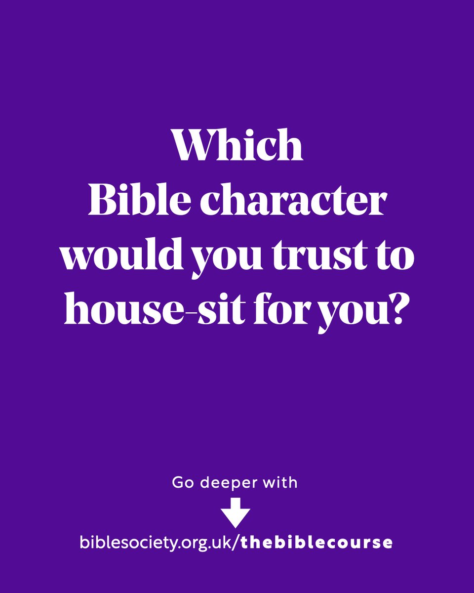 🤔 Which Bible character would you trust to house-sit for you? 

📖 Do you have (more serious) questions about the Bible? Go deeper with 𝗧𝗵𝗲 𝗕𝗶𝗯𝗹𝗲 𝗖𝗼𝘂𝗿𝘀𝗲 𝗡𝗲𝘄 𝗘𝗱𝗶𝘁𝗶𝗼𝗻: 👇
cstu.io/513392