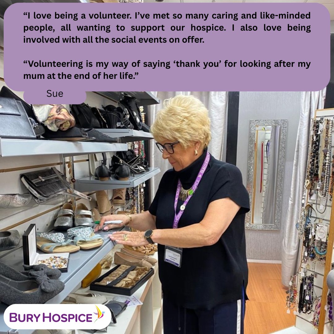 We really couldn't do what we do without the hard work and commitment of volunteers like Sue, who dedicate so much of their time to serving our communities. 

Thank you for making a difference.

If you'd like to volunteer, please head here for information: buryhospice.org.uk/volunteering