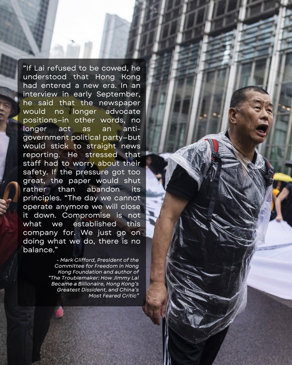 The Committee for Freedom in Hong Kong Foundation (@thecfhk) on Twitter photo 🗞️Tomorrow is the anniversary of the closure of #AppleDaily, the pioneering #HongKong newspaper founded by #JimmyLai.
In this <a href="/_Troublemak3r_/">The Troublemaker</a> excerpt, <a href="/MarkLClifford/">Mark L. Clifford</a> recalls Lai's stoicism & courage amid a dramatic police raid on Apple Daily's offices.
thecfhk.org/the-troublemak… 🗞️Tomorrow is the anniversary of the closure of #AppleDaily, the pioneering #HongKong newspaper founded by #JimmyLai.
In this <a href="/_Troublemak3r_/">The Troublemaker</a> excerpt, <a href="/MarkLClifford/">Mark L. Clifford</a> recalls Lai's stoicism & courage amid a dramatic police raid on Apple Daily's offices.
thecfhk.org/the-troublemak…