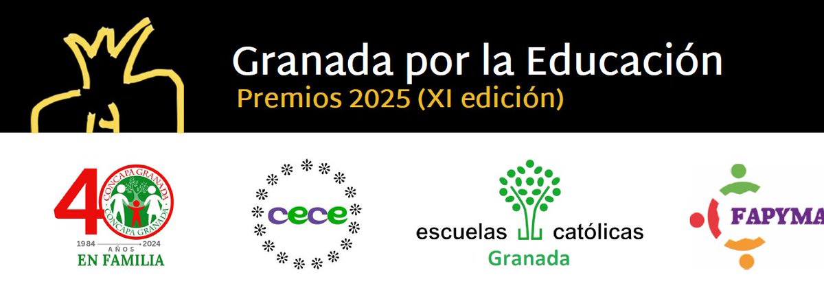 ¡Llega la XI Edición de los Premios #GranadaPorLaEducación 2025! 🏆
Organizados por Concapa, <a href="/CECEducacion/">CECE</a>, <a href="/ecatolicas/">Escuelas Católicas</a> y <a href="/fapyma/">FAPYMA</a> en Granada, este evento reconoce la excelencia educativa en la provincia.
📅 25 de junio a las 19:30h
📍 Colegio Regina Mundi

bit.ly/4ehIMJ9
