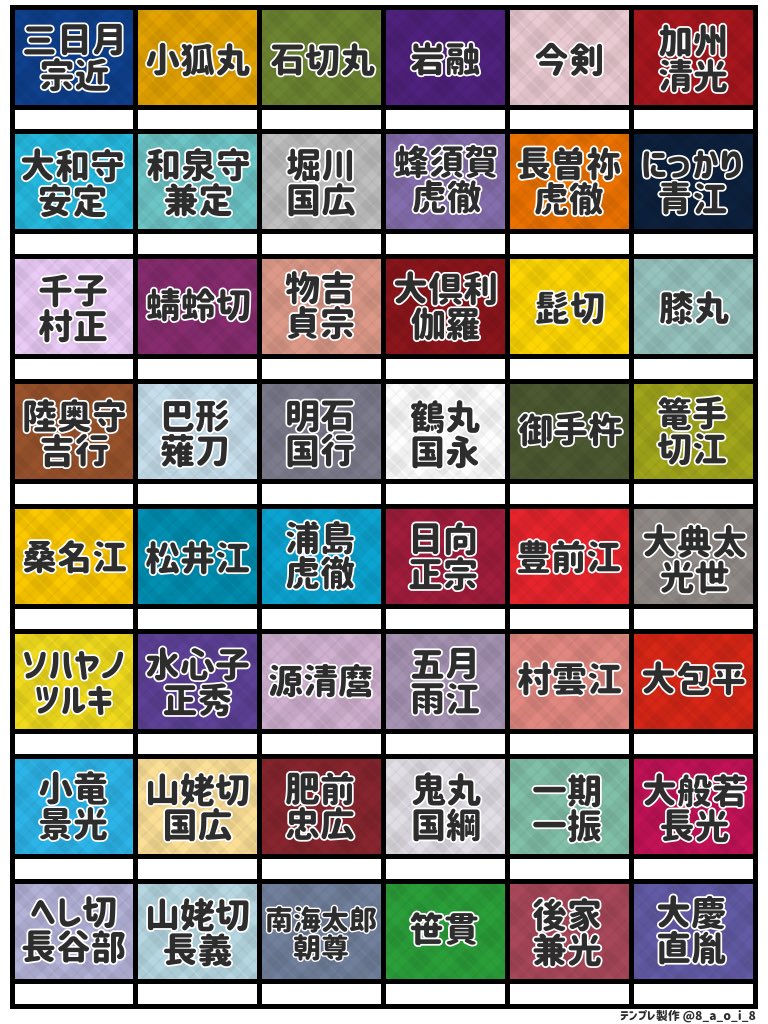 8_a_o_i_8's tweet photo. 【交換・譲渡にご自由にお使いください！】
ミュージカル刀剣乱舞用の交換テンプレートを用意しました！(演者さんの画像使ってる方が多くて気になったので💦)

使用報告等は一切不要ですので、交換探しに役立てていただければと思います！
リプ欄に使用例も置いておきます🙌 
 #刀ミュ https://t.co/sPtOt4iApO
