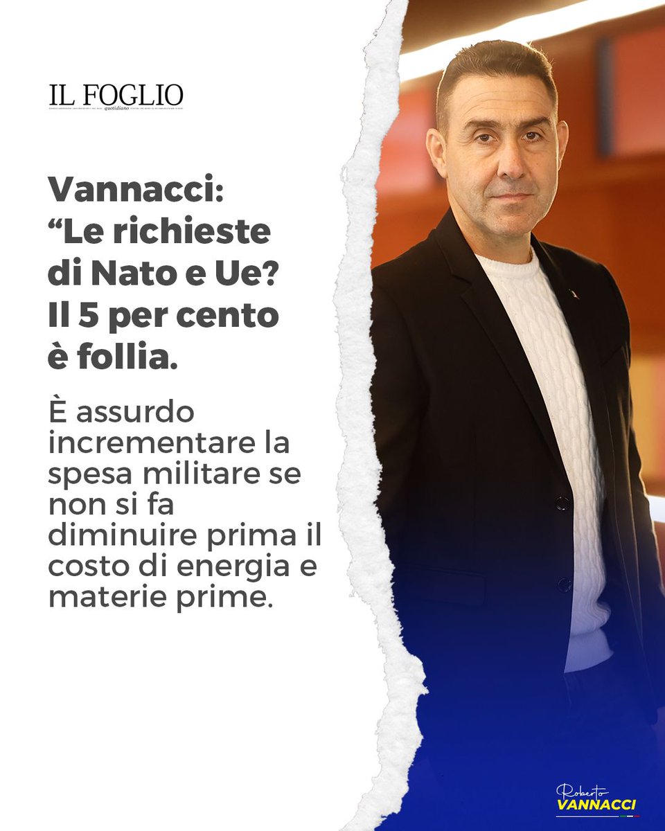 RoVannacci's tweet image. 🗞️ Ecco la mia intervista al Foglio sulla NATO e l'aumento delle spese militari. Buona lettura!
ilfoglio.it/politica/2025/…