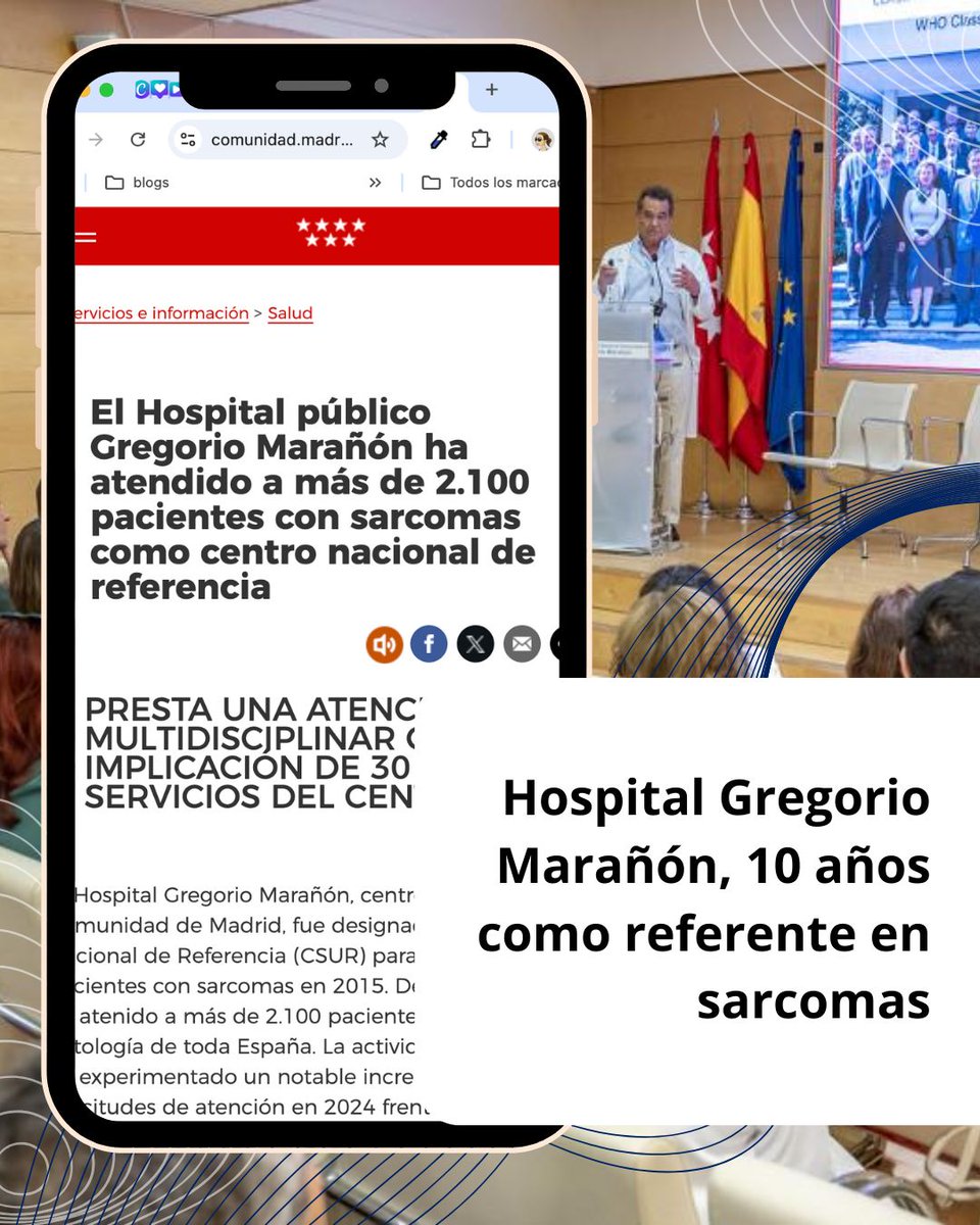 El Hospital Gregorio Marañón celebra 10 años como CSUR en #sarcomas.

Más de 150 profesionales y pacientes participaron en una jornada que refuerza la coordinación entre centros de referencia.

Gracias, Dr. Miguel Cuervo, por tu trayectoria.

comunidad.madrid/noticias/2025/…