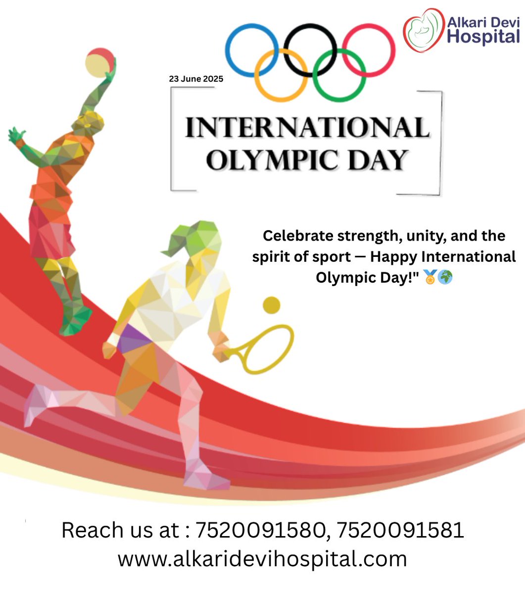 AlkariDevi's tweet image. Olympic Day 2025: Inspiring Generations Through Sports | A Message from Alkari Devi Hospital
#AlkariDeviHospital #DrNeetuksingh #HealthyLiving #FitnessForAll #InspireThroughSports #StayActive #HealthcareAwareness #OlympicSpirit #UnityInSports #WellnessMatters
