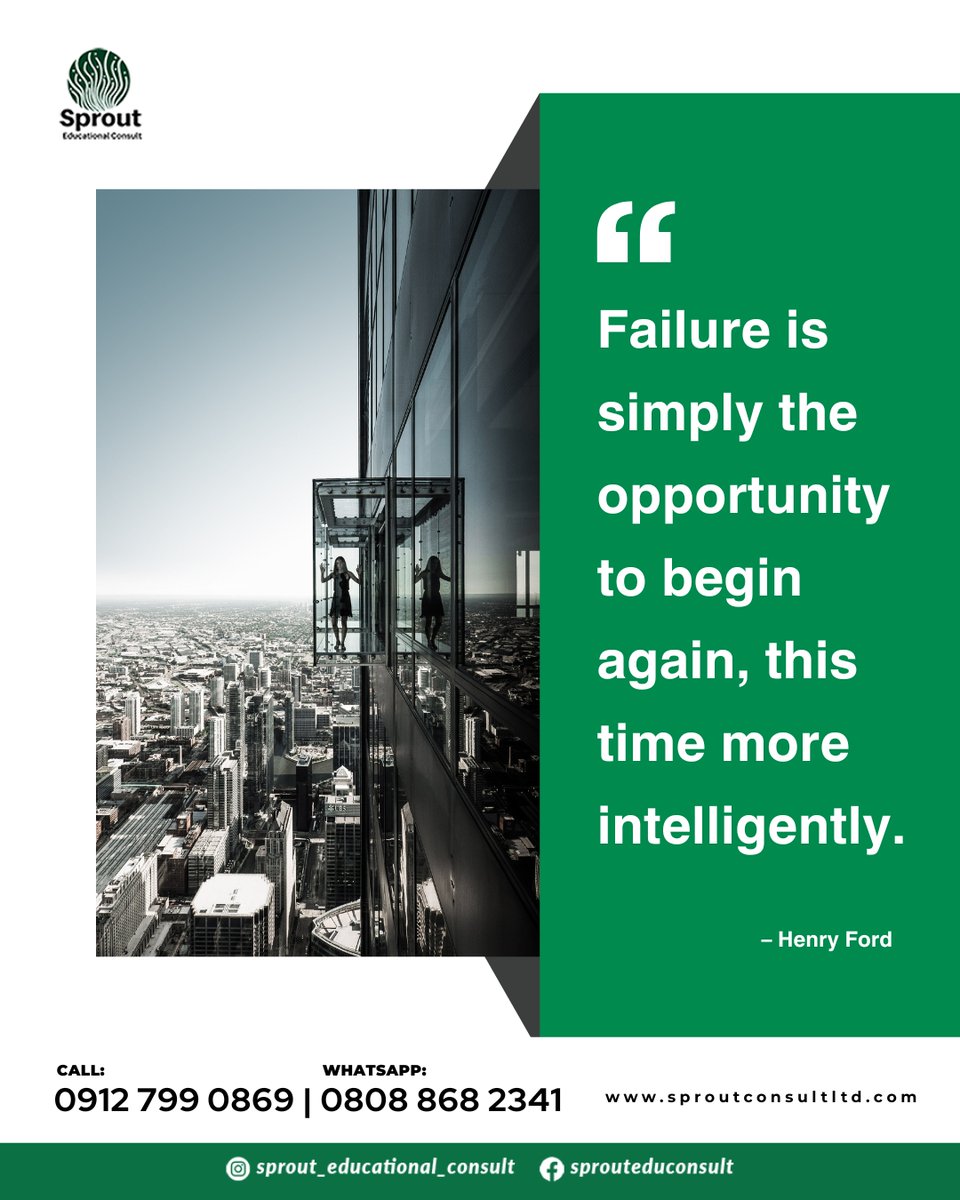 SproutEdconsult's tweet photo. Every setback is a setup for a smarter comeback!
At Sprout Educational Consult, we believe failure isn’t the end- it’s just a more informed beginning. Let your dreams evolve, grow, and rise again, this time with strategy and confidence.
#motivationmonday #sproutedconsult #viral https://t.co/GEBVCf6RPi