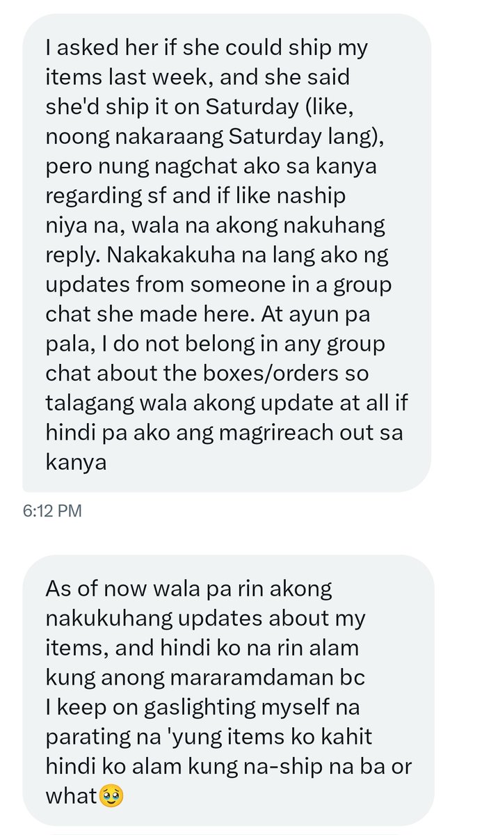 violins_clovers's tweet photo. another post request by ali's current buyer. Sa mga IRL friends ni Ali dyan or have regular communication with her, pakisabi naman po na mag-reply sya sa buyers nya.
@rshianart @alicollectz
#aligorithm https://t.co/cNphqylqXC