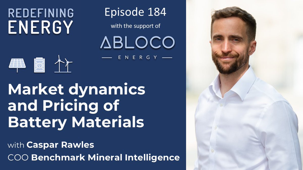 Redef_Energy's tweet image. 🎙️Ep184. Market dynamics and Pricing of Battery Materials
#applepodcast podcasts.apple.com/gb/podcast/red…
#spotify open.spotify.com/show/4FDIRo16s…
@gerardreid14 and @MegaWattXinfo welcome @CDMRawles COO @benchmarkmin to discuss Lithium markets and more.