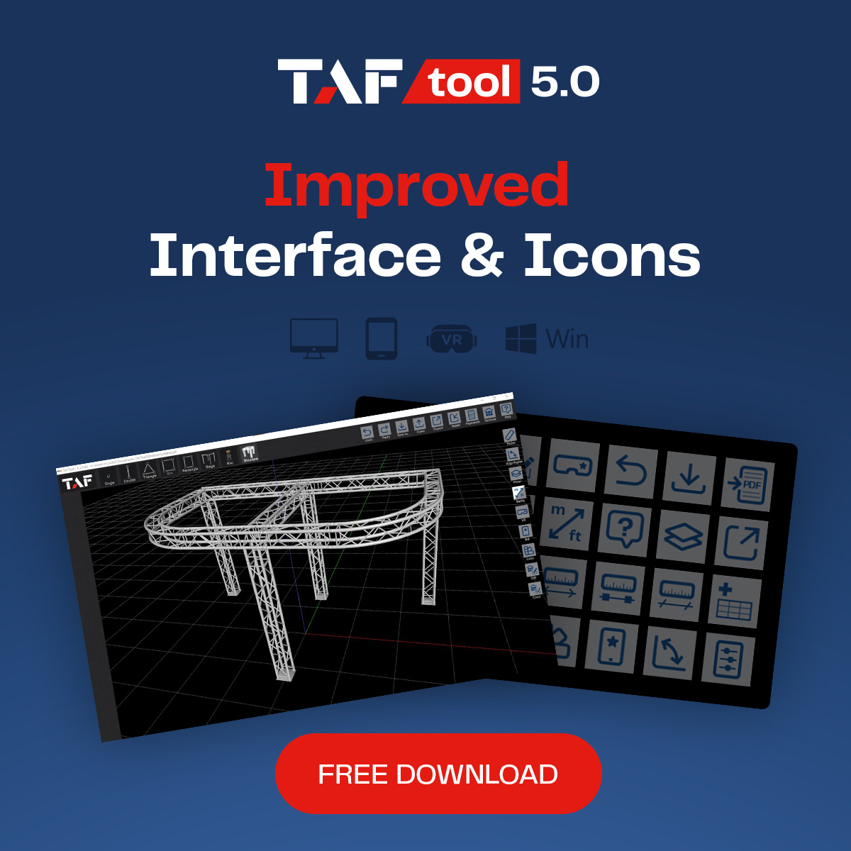 TrussAluFactory's tweet image. Beauty that’s more than skin deep. The new TAFtool 5.0 makes virtual structure design easier, smarter, and more powerful than ever. Build, test, and visualize your ideas—free on your PC.
Download now: taftool.com
#TAFtool5 #VirtualDesign #TrussDesign #WithTAFYouCan