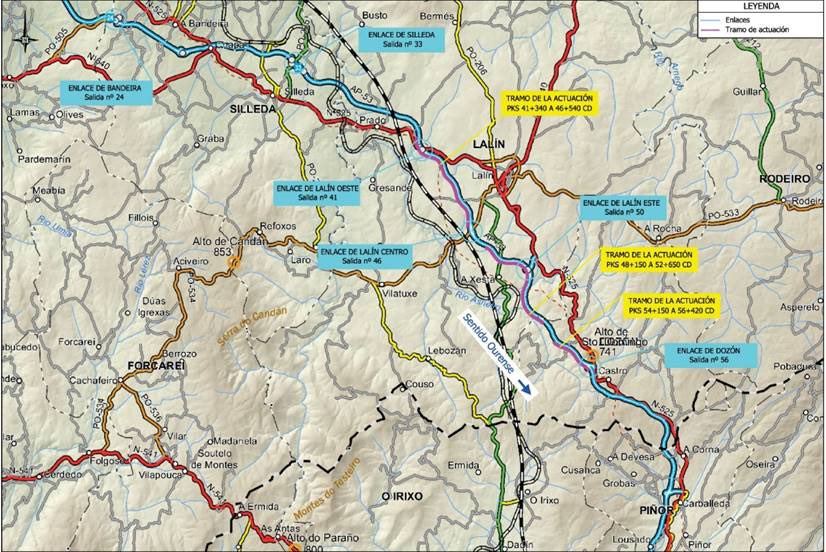 transportesgob's tweet image. 🚧 Iniciamos mañana, martes 24 de junio, los trabajos de renovación del firme de la AP-53, en el tramo que discurre por Lalín y Dozón (Pontevedra).

Estos trabajos, que se mantendrán hasta agosto, se realizarán en horario diurno y de lunes a viernes.

🗞️ transportes.gob.es/el-ministerio/…