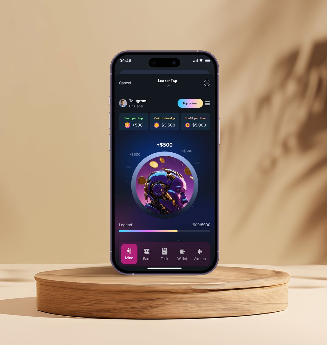 Tolugram's tweet image. I designed this Telegram bot UI for Leader Tap, clean, bold, and built for engagement.
Same layout, two backgrounds: one earthy, one cosmic, each setting a distinct tone.
If you’re building in Web3 or crypto, Kindly reach out
#UIDesign #TelegramBot #CryptoDesign #Web3UI