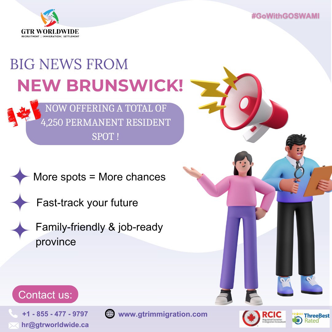 greentechcanada's tweet image. 🚨 Great news for Canada PR seekers! 🇨🇦

New Brunswick offers 4,250 PR spots!
✔️ More chances for your dream
✔️ Fast-track your future
✔️ Family-friendly &amp;amp; job-ready province

📞 +1-855-477-9797 | 🌐 zurl.co/Gzt75

#CanadaPR #NewBrunswick  #GoWithGoswami