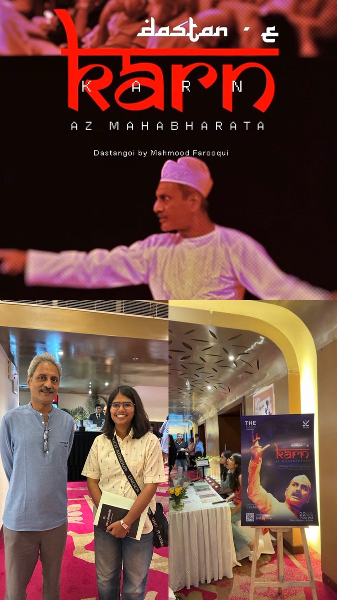 Had the privilege to attend Dastan‑e‑Karn by Mahmood Farooqui on 22 June in Hyderabad—an incredibly powerful Dastangoi performance that brought Karna vividly to life. Felt honoured to meet the maestro himself. What a gift to witness such pure storytelling! 🙏 #Dastangoi #Karna