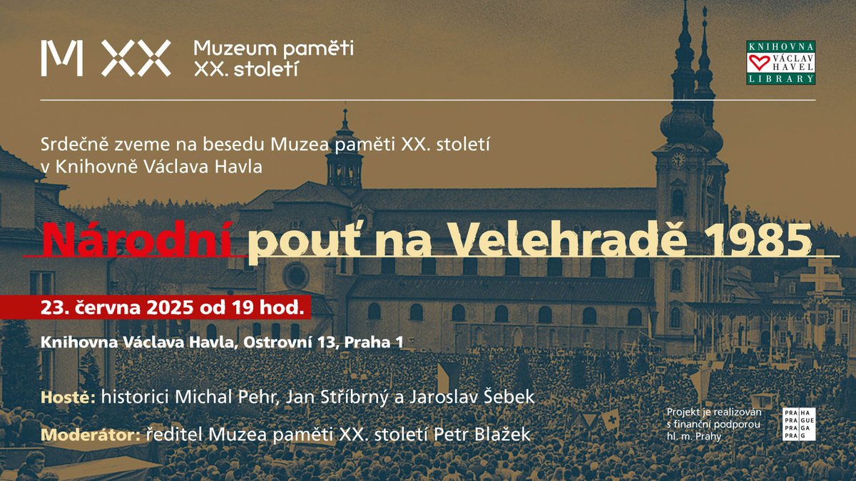 Srdečně zveme na dnešní debatu o národní pouti na Velehrad v roce 1985, která se stala projevem odporu proti komunistickému režimu. Hosty budou historici Michal Pehr, Jan Stříbrný a Jaroslav Šebek. Diskusi bude moderovat Petr Blažek.