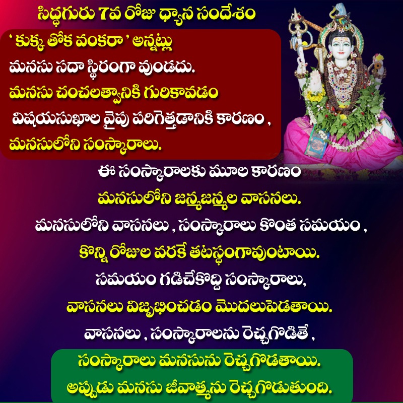 SiddhaguruRM's tweet photo. Day 7 Sandesam – 11 Days Mouna Dhyana Tapodeeksha.
#Siddhaguru #MounaDhyanaTapodeeksha #Day7Sandesam #DivineMessage
#SiddhaguruSpeaks #SpiritualSilence #Tapodeeksha #InnerJourney https://t.co/gOfPwxOY7X