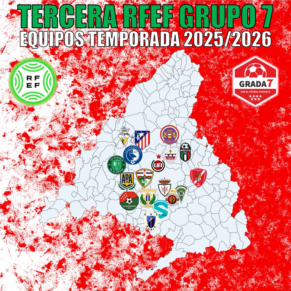 GradaSiete7 (@gradasiete7) on Twitter photo 🏆3aRFEF GRUPO 7 |
📌COMPOSICIÓN 2025/2026
✅18 DE 18
<a href="/LasRozas_CF/">Las Rozas CF</a>
<a href="/CDGalapagar/">C.D. Galapagar</a>
<a href="/AtletiAcademia/">Atleti Academia</a> "C"
<a href="/Cfpozuelo/">CF Pozuelo</a>
<a href="/AD_Alcorcon/">A.D. Alcorcón</a> "B"
<a href="/CanteraPepinera/">Cantera C.D. Leganés</a> "B"
<a href="/CDMostoles/">CD Móstoles URJC</a>
<a href="/trivalvalderas/">C.F TrivalValderas Alcorcón</a>
<a href="/adparla/">Agrupación Deportiva Parla</a>
<a href="/Siello_Football/">Siello Football Club</a>
<a href="/RacingMadridFC/">Racing Madrid 1914 F.C.</a>
<a href="/rcdcarabanchel/">Real Club Deportivo Carabanchel</a>
<a href="/SADvillaverde/">SAD Villaverde San Andrés</a>
<a href="/AdTorrejoncf/">A.D. TORREJON C.F.</a> 🏆3aRFEF GRUPO 7 |
📌COMPOSICIÓN 2025/2026
✅18 DE 18
<a href="/LasRozas_CF/">Las Rozas CF</a>
<a href="/CDGalapagar/">C.D. Galapagar</a>
<a href="/AtletiAcademia/">Atleti Academia</a> "C"
<a href="/Cfpozuelo/">CF Pozuelo</a>
<a href="/AD_Alcorcon/">A.D. Alcorcón</a> "B"
<a href="/CanteraPepinera/">Cantera C.D. Leganés</a> "B"
<a href="/CDMostoles/">CD Móstoles URJC</a>
<a href="/trivalvalderas/">C.F TrivalValderas Alcorcón</a>
<a href="/adparla/">Agrupación Deportiva Parla</a>
<a href="/Siello_Football/">Siello Football Club</a>
<a href="/RacingMadridFC/">Racing Madrid 1914 F.C.</a>
<a href="/rcdcarabanchel/">Real Club Deportivo Carabanchel</a>
<a href="/SADvillaverde/">SAD Villaverde San Andrés</a>
<a href="/AdTorrejoncf/">A.D. TORREJON C.F.</a>