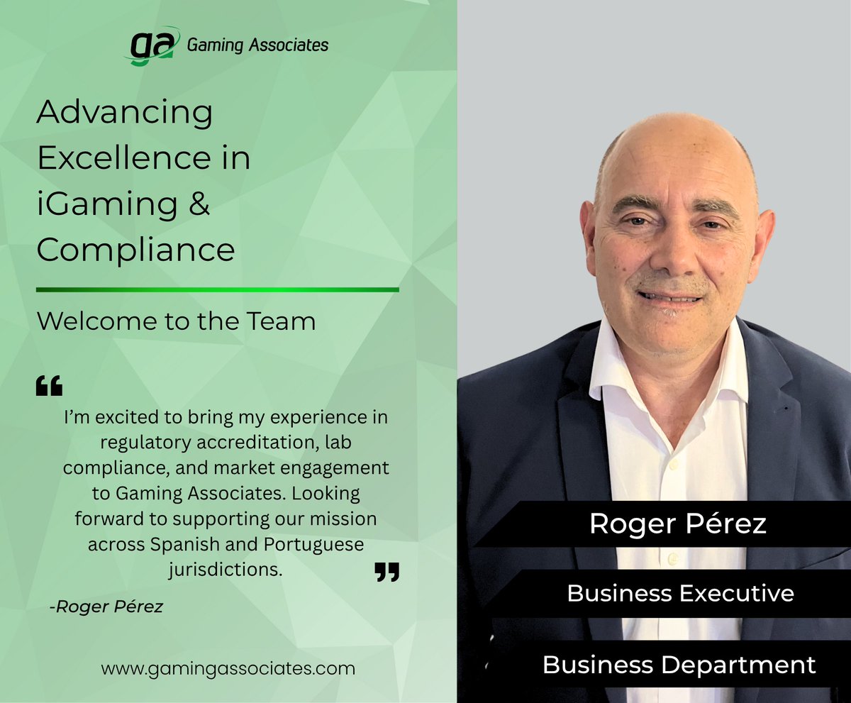 We're thrilled to welcome Roger Pérez as our new Business Development Executive at Gaming Associates! With deep expertise in regulatory compliance and market engagement, Roger will help expand our presence in Spanish &amp; Portuguese Jurisdictions.