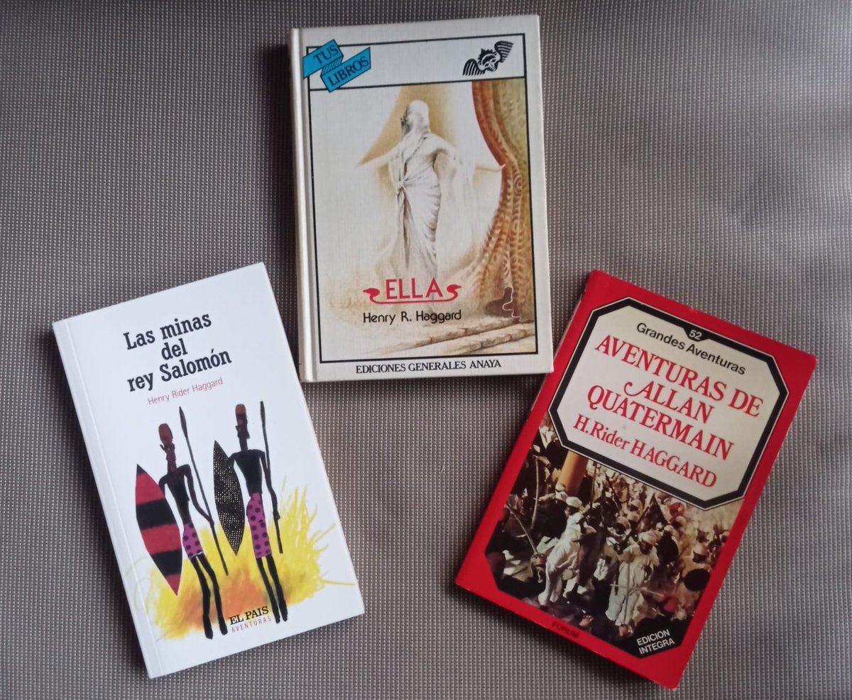 LibrosVintage's tweet image. Mi trilogía de #RiderHaggard es una &quot;colección&quot; mestiza, como debe ser.

- #ElPaísAventuras n° 22 (2004)
- #TusLibros n° 35 (1985)
- #GrandesAventuras n° 52 (1985)

Henry Rider Haggard (22 jun 1856-14 mayo 1925)
