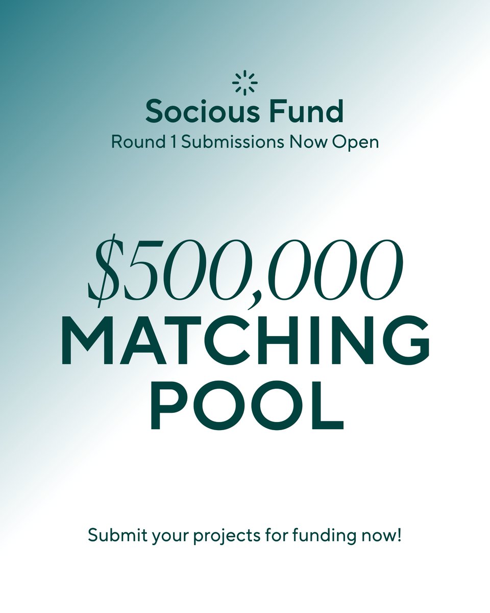🚨 Socious Fund ラウンド1 応募受付中！

3つのトラックで合計50万ドルのマッチング資金。

応募締切は7月13日 → fund.socious.org

詳細 → socious.org

#SociousFund #Web3で社会貢献 #インパクト資金