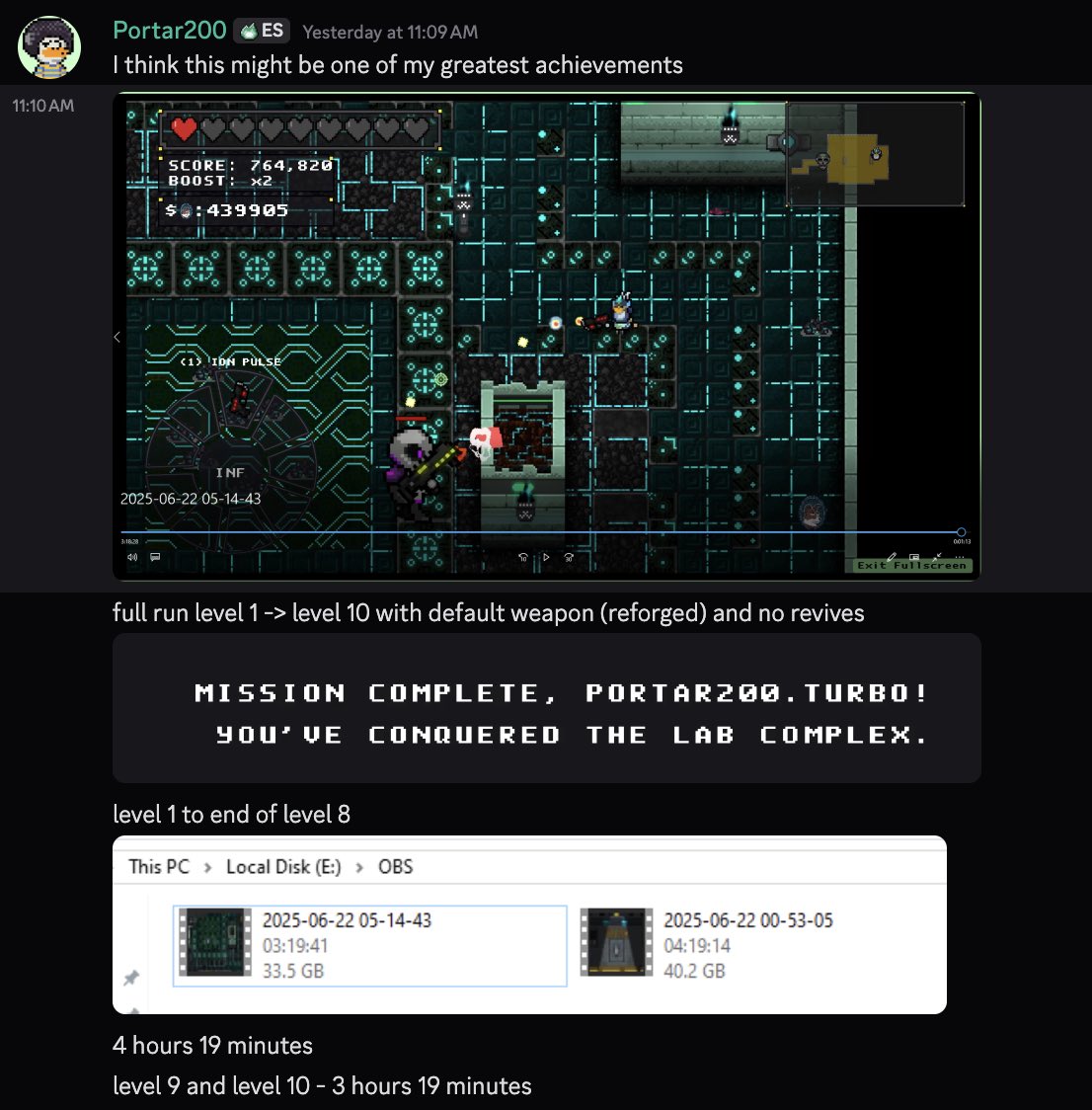 “Just one more run,” they said 🫡

🔫 Default weapon (reforged)
🚫 No revives
💀 Surviving every hit that could lead to death
📼 7 hours, 38 minutes of pixelated carnage later

A determined eGamer, <a href="/Portar200/">Portar200</a> walked into the lab complex and came out with his "Veni, vidi, vici",