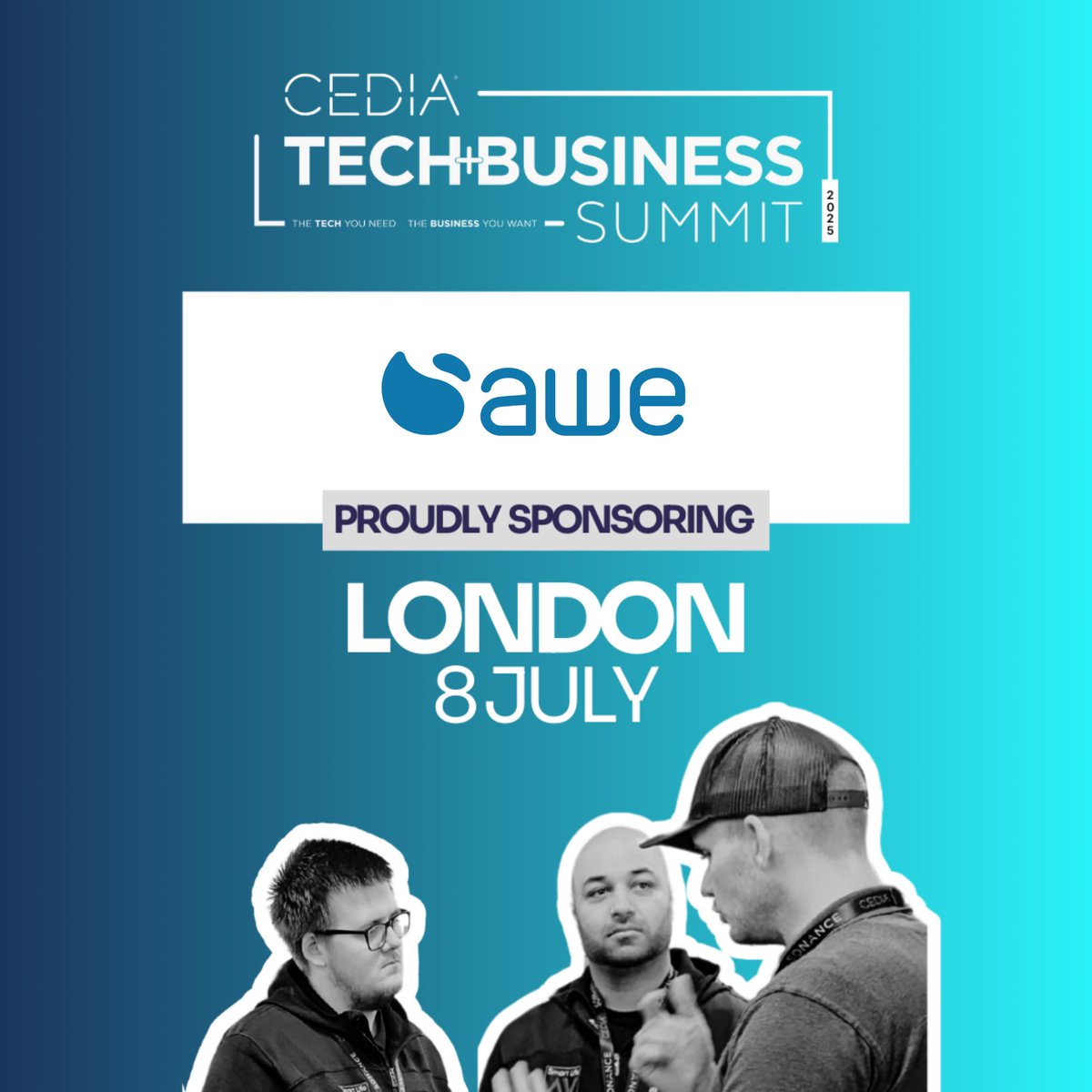 Join us at the CEDIA Tech Summit in London on Tuesday 8th July!

Date: Tuesday 8th July
Time: 09:30 – 16:00
Location: Business Design Centre, 52 Upper Street, London, N1 0QH

We’d love to see you there!

#AWE #CEDIA #TechSummit #London #JoinUs