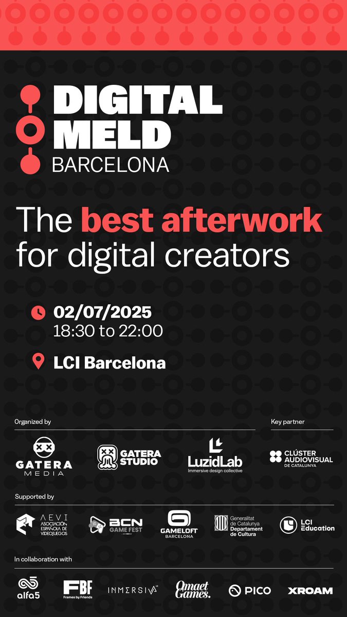 Gameloft_Spain's tweet image. Next week, we will be at #DigitalMeld, the afterwork meetup for the city's creative minds to discuss games, XR, and more.
🗓 July 2
📍 LCI Barcelona
We’re excited to support Digital Meld and connect with those shaping the digital world in Barcelona.