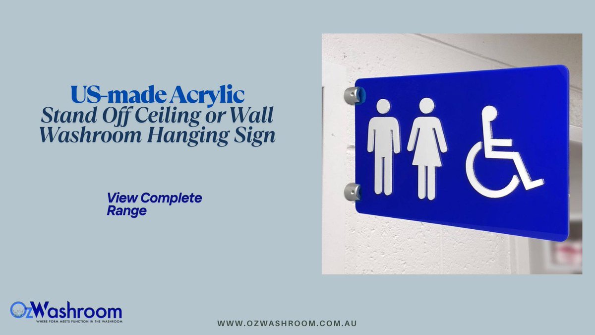 ozwashroom's tweet image. Standoff signs instantly elevate the look of any space. Clear, visible signs are essential for helping people navigate buildings—especially in public areas like restrooms, offices, hospitals
buff.ly/x9zJEqy 

#StandoffSign #ToiletSignage #RestroomSign #CommercialSignage