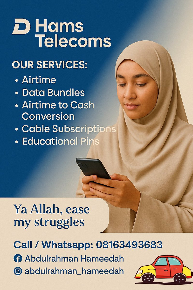 meedah2000's tweet image. ✨ Stay connected the smart way!
From airtime to data, cable, light bills &amp;amp; more — we&apos;ve got you covered.
📲 Call/WhatsApp: 08163493683
📍Fast &amp;amp; Reliable Service
.
.
.
.
.
#HamsTelecoms #DataPlug #AirtimeToCash #PayBillsEasy #BusinessOnX