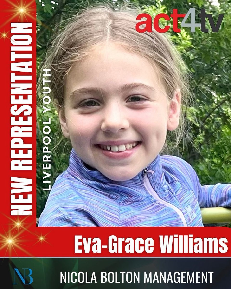 Huge congratulations to act4tv youth student Eva-Grace Williams who has just signed to Nicola Bolton Management. She has been a regular attendee to our Liverpool class and her tutor Emma and all the staff here at act4tv are SO proud of you ✨🎬👏🏻