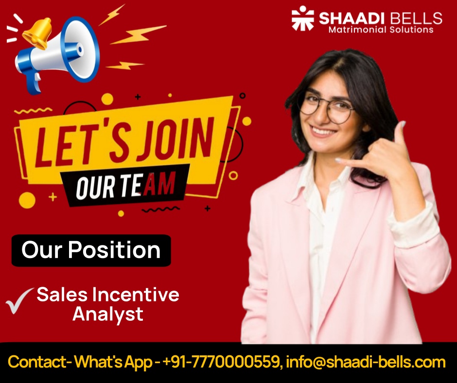 ShaadiBells's tweet photo. Drive revenue &amp; reward sellers! Shaadi Bells needs a Sales Incentive Analyst (2–4 yrs, hybrid) to build comp models &amp; automate payouts. DM / WhatsApp 7770000559 or mail info@shaadi-bells.com

#Sales #Analyst #SalesOps #Comp #Payouts #Finance #Data #Analytics #SQL #Excel #Python https://t.co/ouA5L9ILHH