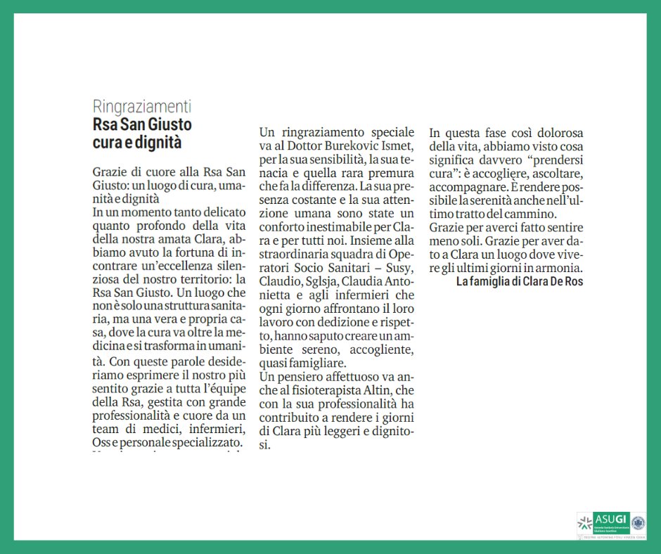 AsugiFVG's tweet image. Da @il_piccolo di oggi 👇 
#ringraziamenti #inostriprofessionisti #sanitaasugi #SanitaFVG #ASUGI