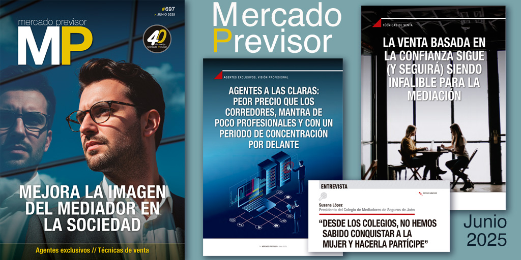Grupo Aseguranza (@grupoaseguranza) on Twitter photo 📰 Ya puedes leer #MercadoPrevisor de junio 👇
🔹 Mejora la imagen de la #mediación… ¡pero aún hay trabajo por hacer!
🔹 Visión aseguradora de los agentes
🔹 #Entrevista a Susana López de <a href="/Mediadores_Jaen/">Colegio de Mediadores de Seguros de Jaén</a> 🔹 Técnicas de venta para la mediación
👉 mercadoprevisor.es/version-digita… 📰 Ya puedes leer #MercadoPrevisor de junio 👇
🔹 Mejora la imagen de la #mediación… ¡pero aún hay trabajo por hacer!
🔹 Visión aseguradora de los agentes
🔹 #Entrevista a Susana López de <a href="/Mediadores_Jaen/">Colegio de Mediadores de Seguros de Jaén</a> 🔹 Técnicas de venta para la mediación
👉 mercadoprevisor.es/version-digita…