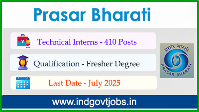 indiangovtjobs's tweet photo. ✅ Prasar Bharati Technical Interns Recruitment 2025 [410 Fresher Govt Vacancies]

📌 Total Posts: 410
🎓 Qualification: Fresher Graduates 
🗓️ Last Date: July 2025
🌐 Location: All India 

🔗 Apply Details: https://t.co/0gCLPUuOHt

#PrasarBharati #TechnicalInternship #FresherJobs #GovtJobs2025 #EngineeringJobs
#GraduateJobs #InternshipAlert #GovernmentJobs #AllIndiaJobs #ApplyOnline
#JobsForFreshers #PublicSectorJobs #TechnicalJobs #InternshipOpportunity #IndiaJobs