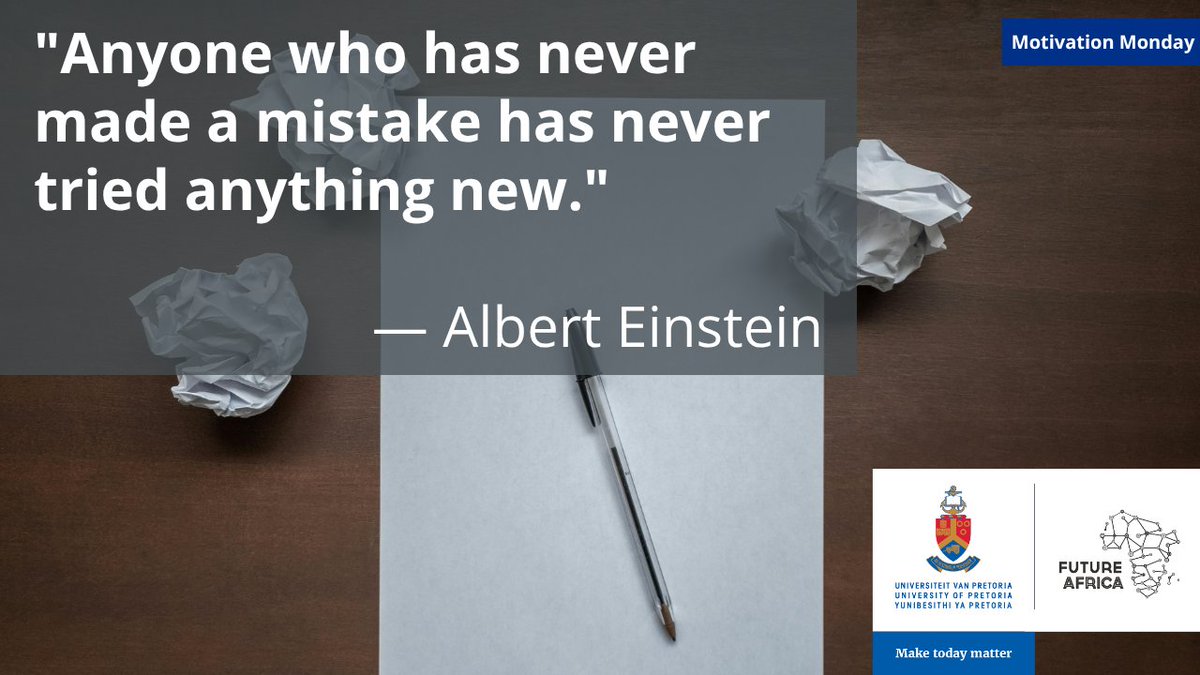 "Anyone who has never made a mistake has never tried anything new." - Albert Einstein
Mistakes aren’t failures; they’re signs of courage and growth. 
Keep learning, keep trying, and never stop exploring the unknown. 
#MotivationMonday #GrowthMindset #KeepLearning #FutureAfrica