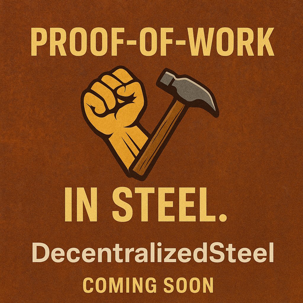 🔥 Proof-of-Work, forged in steel.

Built for Bitcoiners who appreciate strength and self-reliance — DecentralizedSteel is coming soon.
Get ready to grill like a true maxi. 💪🏽🧡
#DecentralizedSteel #ProofOfWork #BitcoinBBQ #GrillAndChill #HardMoneyHardSteel #ForgedForFreedom #Btc