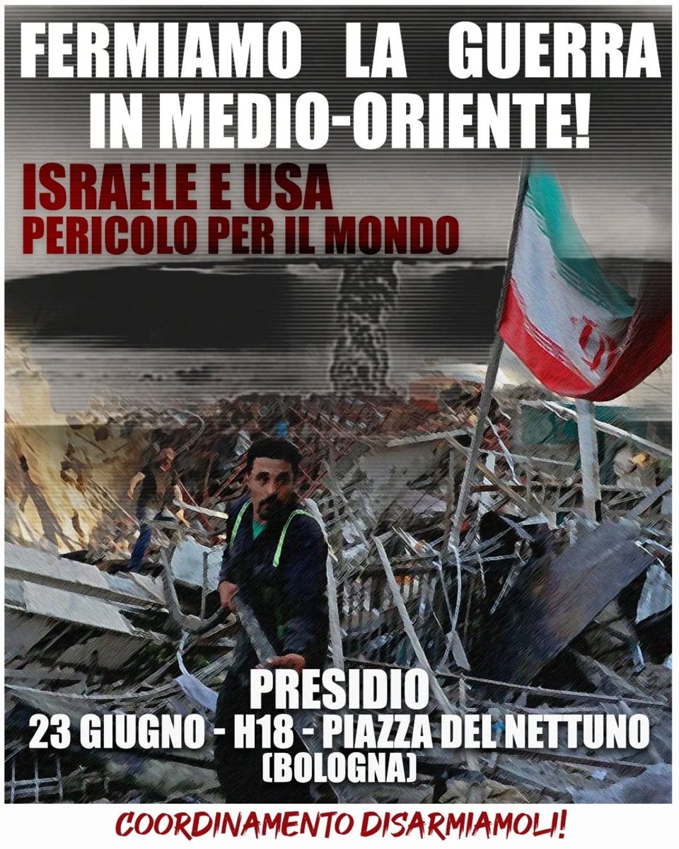 Lunedì 23 - ore 18 - Piazza del Nettuno. 
A Bologna come in decine di città italiane in piazza col Coordinamento #Disarmiamoli 
Qui tutti gli appuntamenti nelle città: contropiano.org/news/politica-…