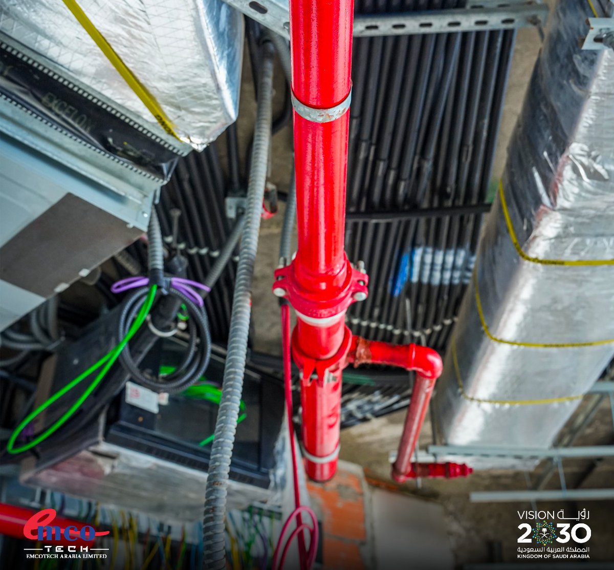 EMCOARABIA's tweet photo. We are proud to announce the outstanding achievement of the complete completion of the electromechanical systems (phases one and two) of the Sumou Towers project, as follows:

Tower 1: up to the 35th floor

Tower 2: up to the 29th floor

All work was completed according to the specified schedule, with strict adherence to the highest quality and safety standards.

Scope of Work Completed:
🔹 Mechanical Works:
HVAC systems, firefighting, water supply networks, and sewage systems.

🔹 Electrical Works:
Power systems, lighting, building automation (home automation), communications and data networks, sound systems, fire alarms, CCTV surveillance systems, access control systems, and building management systems (BMS).

This achievement reflects the high level of precision, organization, and professionalism of our technical teams and is in line with the Kingdom's Vision 2030, which aims to enhance the quality of infrastructure and increase the efficiency of development project implementation.

We extend our sincere thanks and appreciation to all the teams involved in achieving this important accomplishment, and we look forward to continuing our work with the same spirit of commitment and excellence until the project is fully completed, God willing.