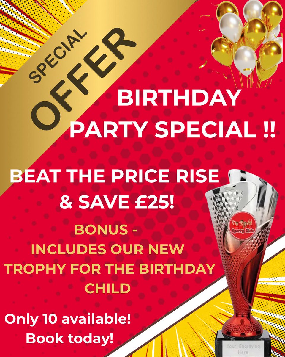Special Party Promo - this week only !!! 🎉 

Contact info@SportyKidz.co.uk to book or message 07366653054 📲!