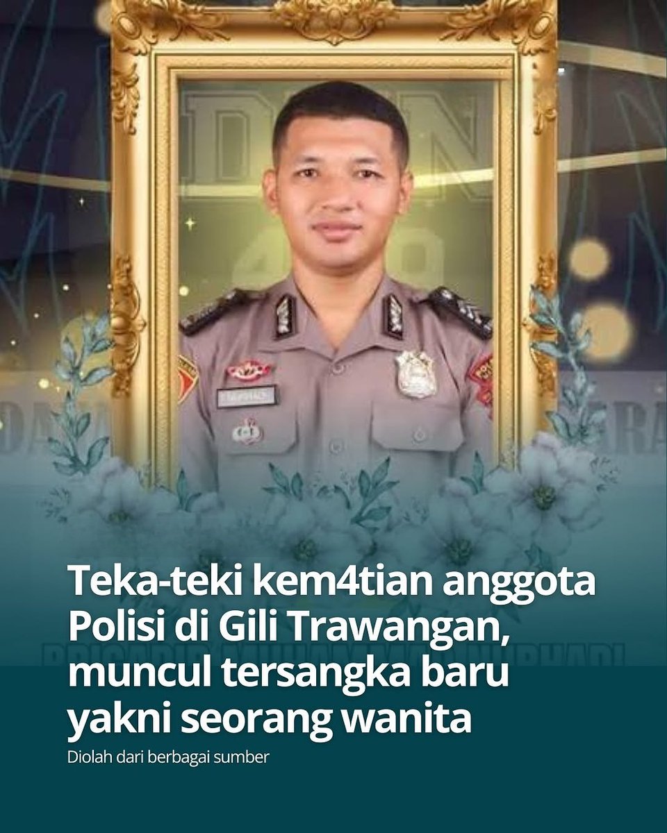 Meta80ki's tweet photo. 🕯️ Tragis! Brigadir Nurhadi Tewas Diduga Dibunuh Atasan Sendiri di Vila Mewah Gili Trawangan

Brigadir Muhammad Nurhadi, anggota Propam Polda NTB, ditemukan tak bernyawa di kolam vila. Awalnya diklaim tenggelam, tapi autopsi bongkar fakta mengejutkan: luka penganiayaan di tubuh korban!

📅 Rabu, 16 April 2025
📍 Vila Privat, Gili Trawangan

🔍 Tersangka:

Kompol I Made Yogi (atasan korban)

Ipda Haris Chandra

Seorang wanita berinisial M

Ketiganya diduga terlibat dalam kematian janggal ini. Dua atasan bahkan sudah dipecat tidak hormat. Publik geger, mencium aroma konspirasi mirip kasus Ferdy Sambo.

@divpropampolri
@poldantb
@divhumaspolri
@kilat.media
@komnas.ham
@detikcom
@kompascom

#KematianBrigadirNurhadi
#TragediGiliTrawangan
#PropamDalamSorotan
#MiripSambo
#KeadilanUntukNurhadi
#PolisiHarusBersih
#UsutTuntas
#NyawaBukanMainan
#StopKekerasanDalamInstitusi
