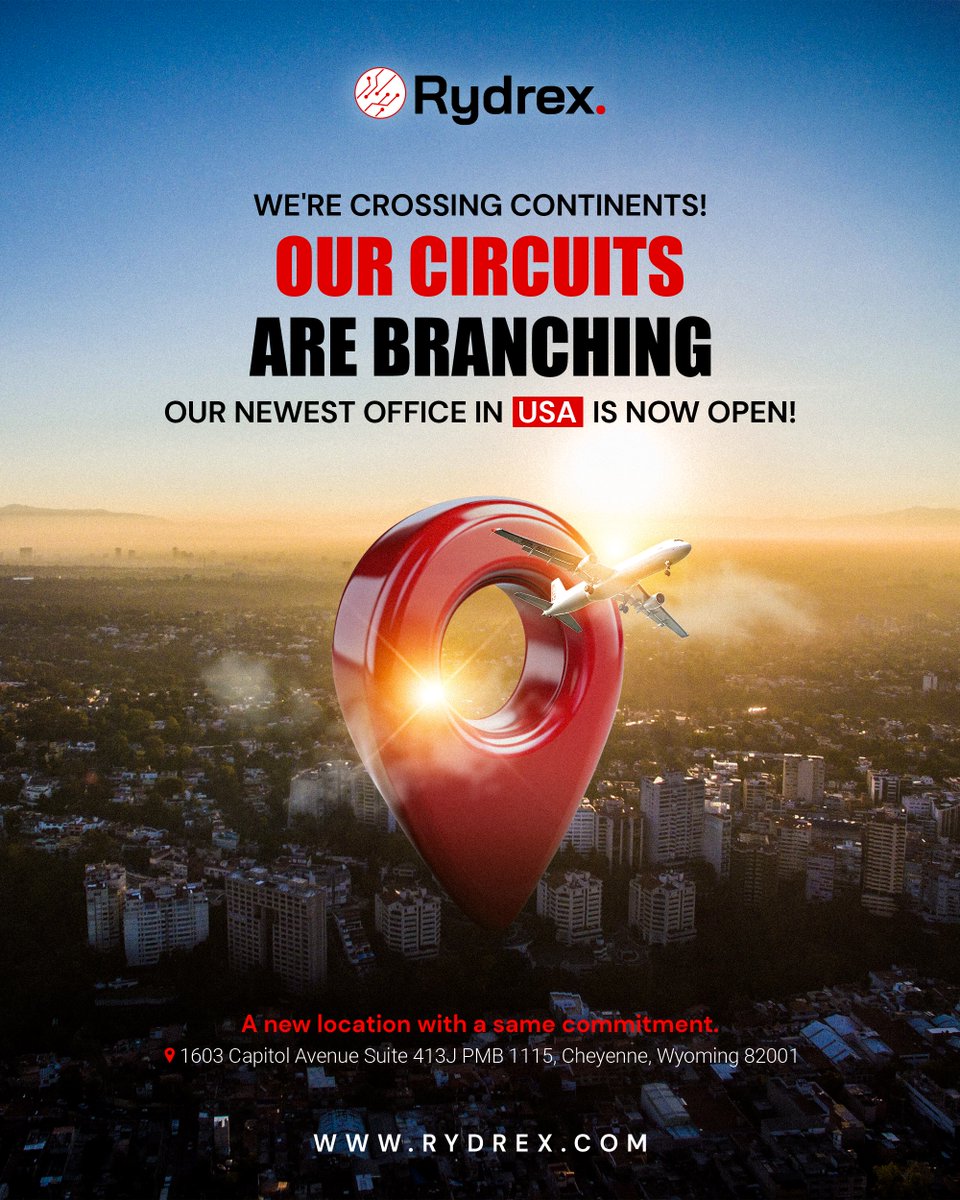 🚀 Innovation knows no borders — and neither do we.
Rydrex is now live in the USA!

We’re thrilled to announce the launch of our newest office in Cheyenne, Wyoming, USA 🇺🇸

#RydrexIT #Wyoming #GlobalExpansion #CapitolAvenue #USAExpansion #NowOpen #Cheyenne