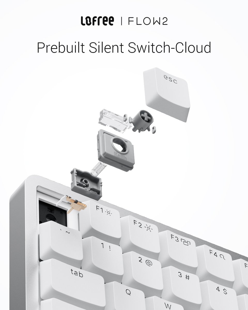 lofreeco's tweet photo. Lofree’s answer to keyboard fatigue.
You type 6-8 hrs/day.
Deserve smooth. effortless. sustaining.
❌ Not heavy-tactile
✅ Light-responsive flow
CLOUD—new philosophy for creators:
✨Light & precise
✨Quiet & solid
✨Quick rebound
#Lofree #Flow2 #CloudSeries #SilentSwitches https://t.co/ld8y0eVkhW