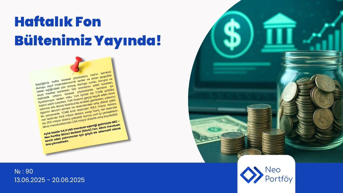 NEOPortfoyPlus's tweet photo. 📣 Haftalık Bültenimiz Şimdi Yayında
Neo Portföy yönetimi tarafından hazırlanan haftalık bültenimize aşağıdaki linkten erişebilirsiniz.
https://t.co/O8Y8avB6Mm https://t.co/LJcMR4yVtA