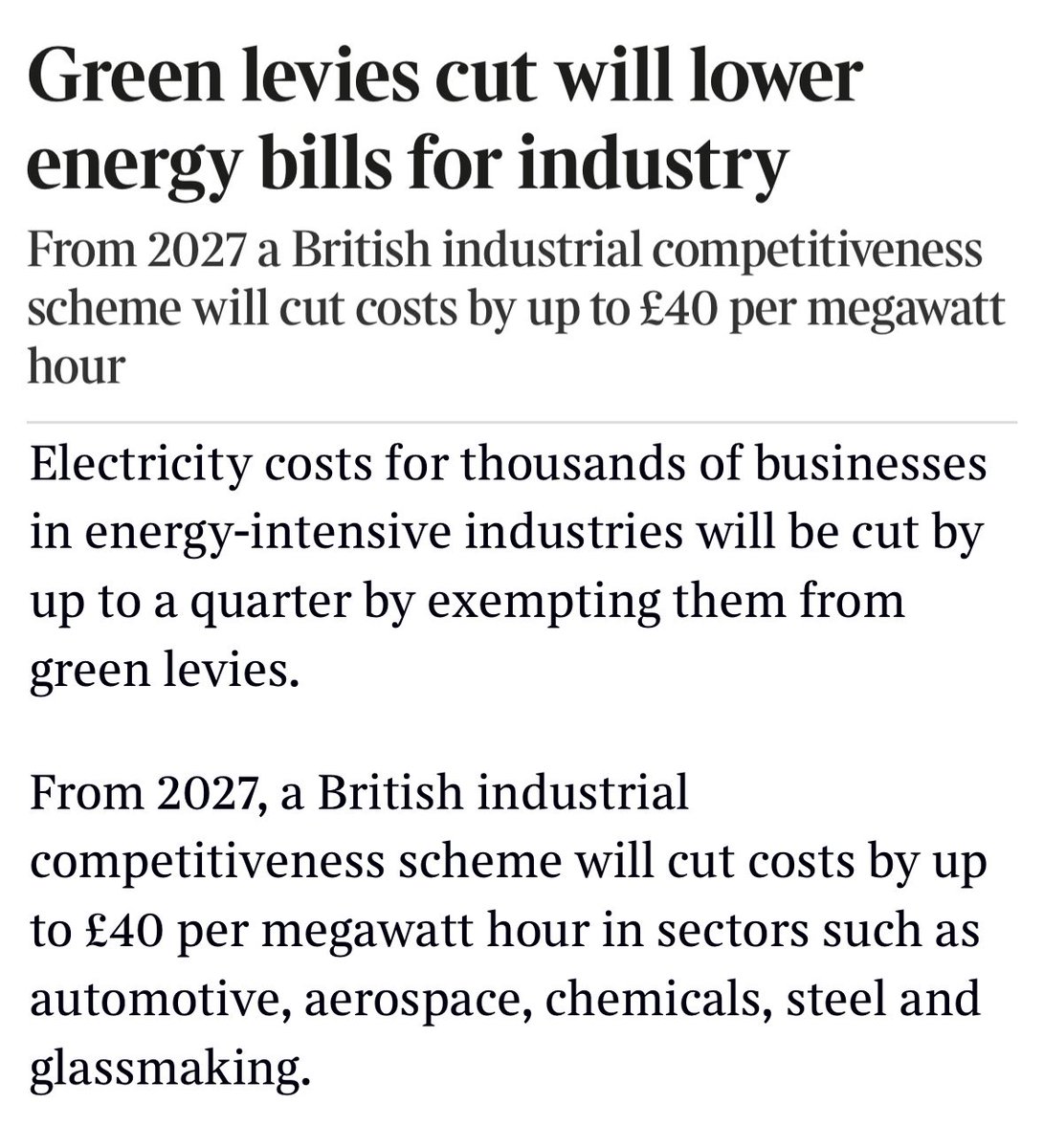 So there we have it.

Bills up 25% because of green policies. 

The OBR says these costs are set to rise by almost two thirds over the next 5 years.

Ed Miliband’s promise to cut bills by £300 is dead in the water.
