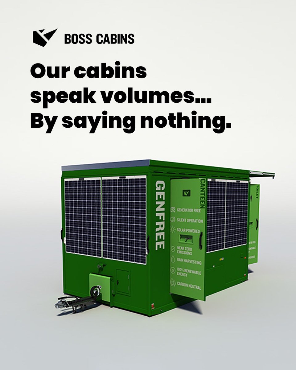 Boss Cabins (@bosscabins) on Twitter photo 🤫 You say it best, when you say nothing at all.
Proudly presenting the 100% SILENT GenFree range with no on board generator.
Want to find out more? Get in touch on 01778 300475 or email sales@bosscabins.co.uk.
#EcoFriendlyWelfare #GenFree #bosscabins #SustainableConstruction 🤫 You say it best, when you say nothing at all.
Proudly presenting the 100% SILENT GenFree range with no on board generator.
Want to find out more? Get in touch on 01778 300475 or email sales@bosscabins.co.uk.
#EcoFriendlyWelfare #GenFree #bosscabins #SustainableConstruction
