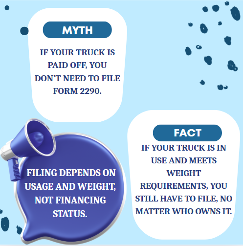 simple2290's tweet photo. 2290 Filing: Fact or Myth? Don’t let myths cost you money or penalties.Swipe to learn the truth about IRS Form 2290. Fast. Simple. IRS-Authorized.
 File now at https://t.co/SATCAOrwjv
#Form2290 #Simple2290 #HVUT #TruckTax #TruckingLife #OwnerOperator #TruckersOfInstagram https://t.co/YZqBTSUaiR