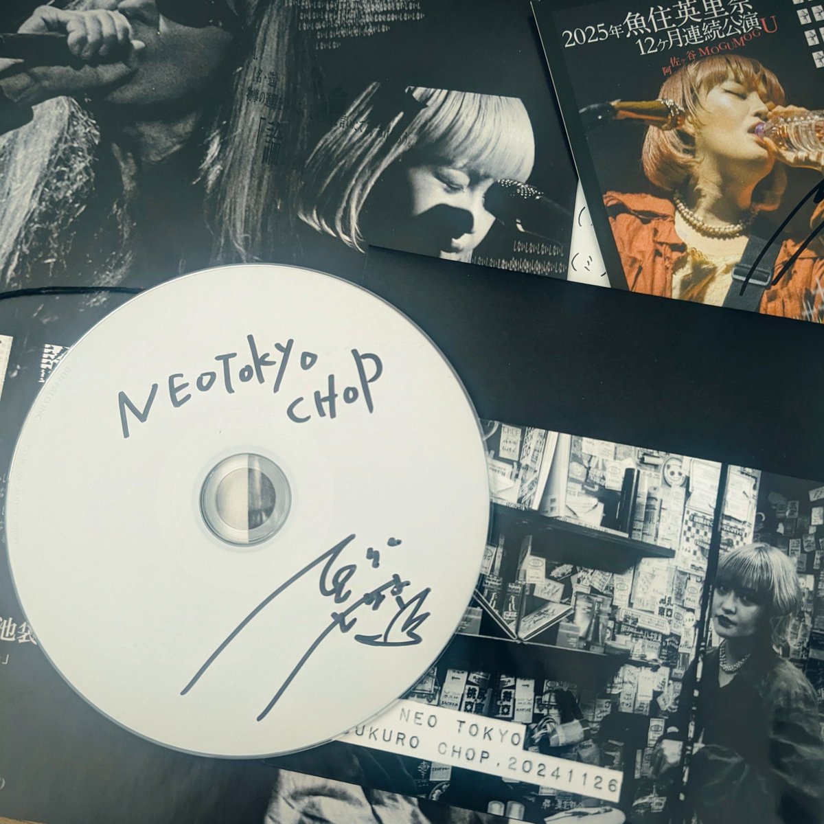 魚住英里奈『NEO TOKYO CHOP 20241126』
観に行ったから手に入れるようにした。ボードの音源が直接CDに込まれてそうなので聴きながら音量を調整しないと時々聞こえないけど音が綺麗なのでそんな構わない。灰野敬二とのツーマンだったが灰野さんは本作に入ってない。デュオはYouTubeに上がっている。