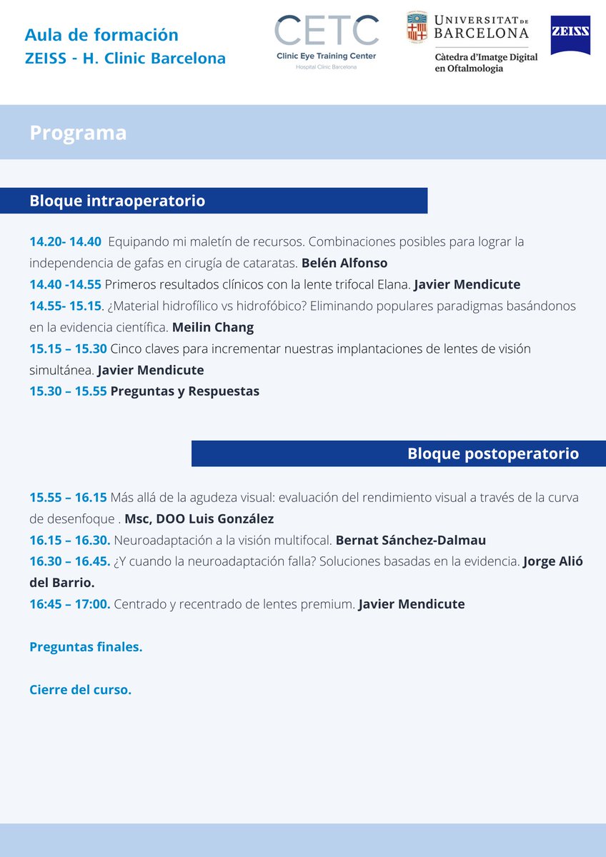 👁️ Camino a la Visión Premium – Cátedra ZEISS–UB
📅 4 de julio | Online
💡 Formación en LIOs premium con referentes del sector
🎓 Contenido clínico de alto nivel
🔗 Inscríbete online onx.la/44a94
